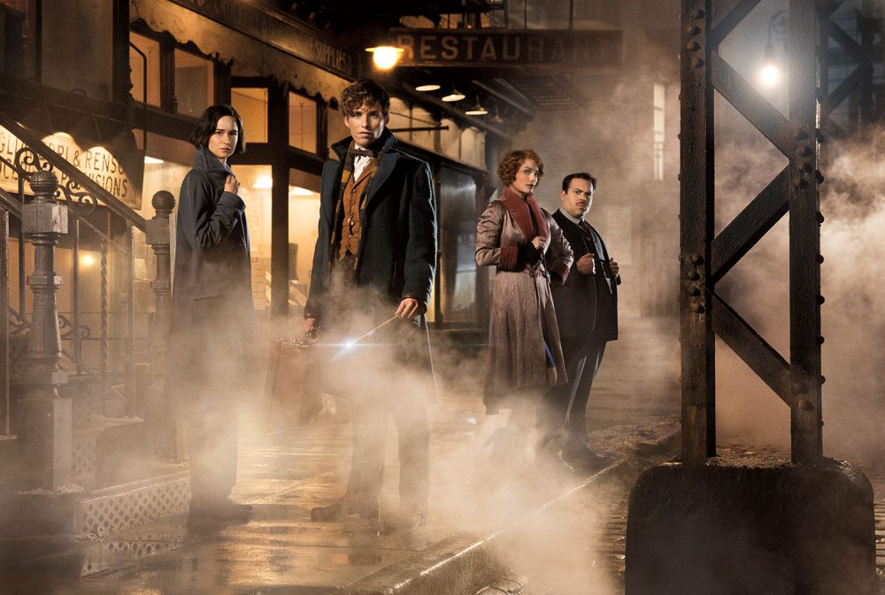 &quot;Fantastic Beasts and Where to Find Them&quot; stars (from left) Katherine Waterston as Porpentina Goldstein, Eddie Redmayne as Newt Scamander, Alison Sudol as Queenie, and Dan Fogler as Jacob Kowalski. (Courtesy of Warner Bros. Pictures)