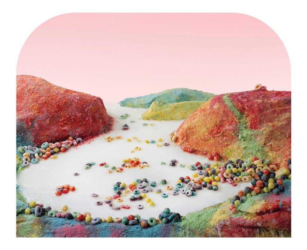 Fruit Loops Landscape by Barbara Ciurej and Lindsay Lochman, constructed as part of the &quot;Processed Views&quot; art exhibit, inspired by Carleton Watkins's 1863 photograph of Albion River in Mendocino County, Calif. (Courtesy Barbara Ciurej and Lindsay Lochman)
