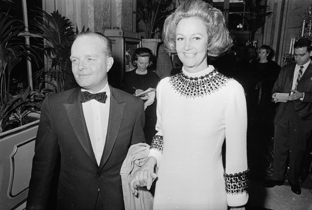 American novelist Truman Capote at his Black and White Ball at the Plaza Hotel New York with guest of honor Katherine Graham, the publisher of the Washington Post. (Harry Benson/Express/Getty Images)