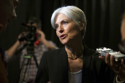 In this Oct. 6, 2016 file photo, Green party presidential candidate Jill Stein meets her supporters during a campaign stop at Humanist Hall in Oakland, Calif. Stein is on track to raise twice as much for an election recount effort than she did for her own failed Green Party presidential bid. (D. Ross Cameron/AP)