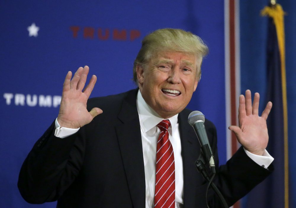 In this Sept. 30, 2015, photo, Donald Trump talks during a campaign stop in Keene, N.H. (Steven Senne/AP)