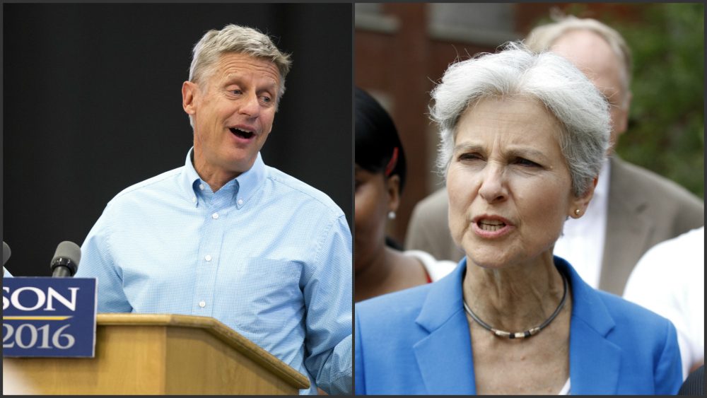 They had every right to champion their beliefs, writes Andrew Bauld, and their supporters had every right to vote for them. But now where are they today?  Pictured: Libertarian presidential candidate Gary Johnson, left. Green Party presidential candidate Jill Stein, right. (Scott Morgan/AP, Tae-Gyun Kim/AP)
