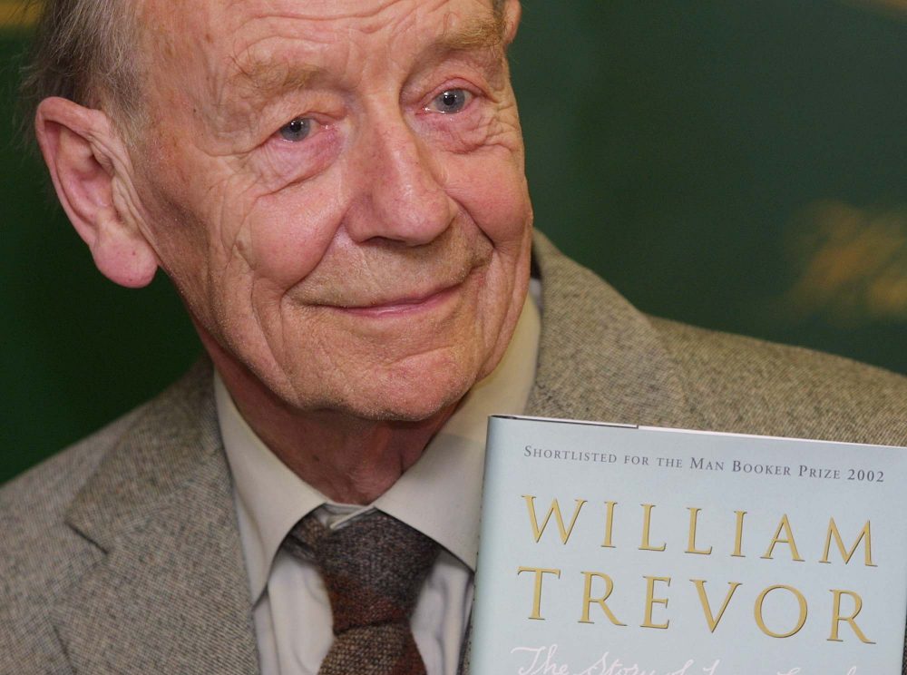 William Trevor holds a copy of his book &quot;The Story of Lucy Gault&quot; during a photocall for the Booker Prize nominees in London in 2002. (Alastair Grant/AP)