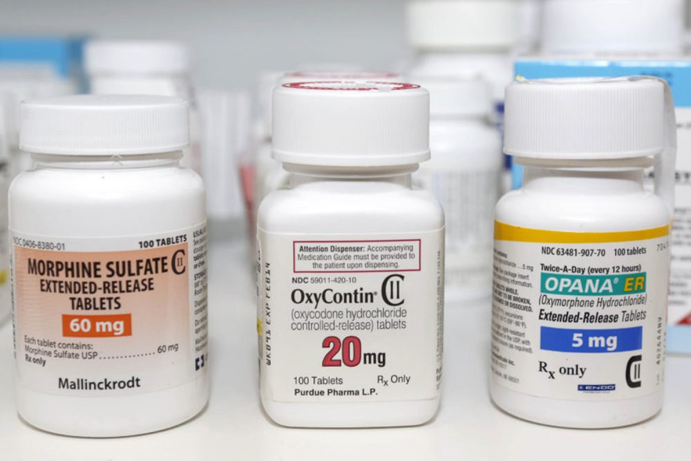 Morphine Sulfate, OxyContin and Opana are displayed. (Rich Pedroncelli/AP)