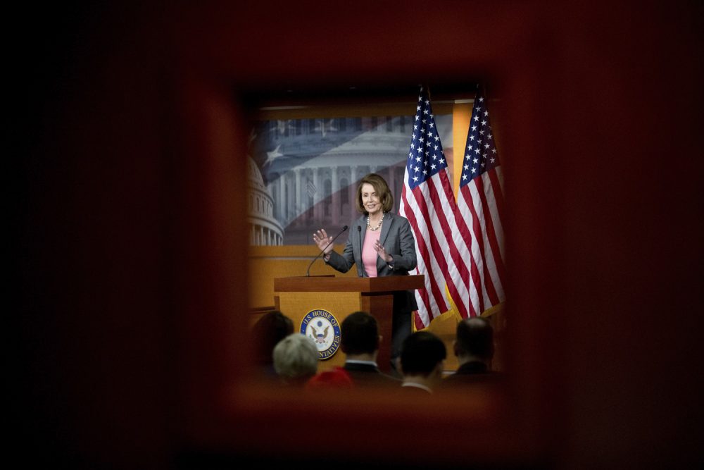 House Minority Leader Nancy Pelosi of Calif. speaks at her weekly news conference on Capitol Hill in Washington. (Andrew Harnik/AP)