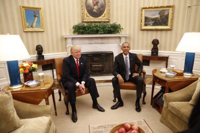 President Barack Obama meets with President-elect Donald Trump in the Oval Office of the White House in Washington. (Pablo Martinez Monsivais/AP)