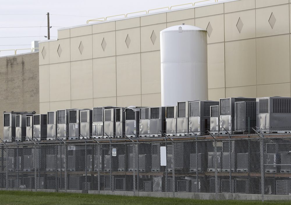 Air conditioning units are stacked outside the Carrier Corporation plant, Wednesday, Nov. 30, 2016, in Indianapolis. (Darron Cummings/AP)