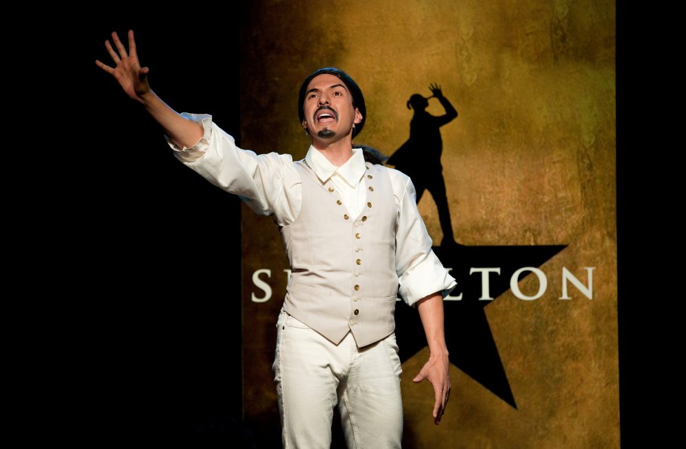 Dan Rosales in a scene from &quot;Spamilton&quot; at the Triad. (Carol Rosegg)