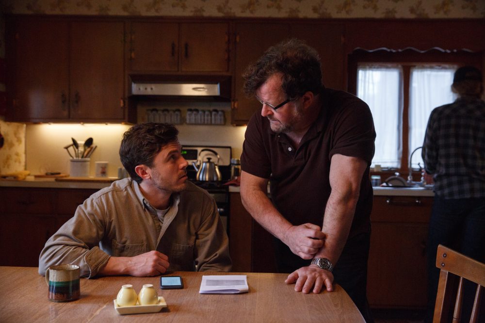 Casey Affleck and Kenneth Lonergan on the set of &quot;Manchester by the Sea.&quot; (Courtesy Claire Folger/Amazon Studios and Roadside Attractions)