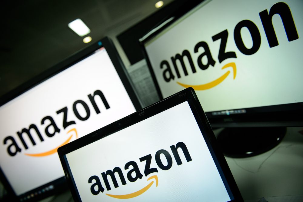 A picture shows the logo of the online retailer Amazon dispalyed on computer screens in London on Dec. 11, 2014. (Leon Neal/AFP/Getty Images)