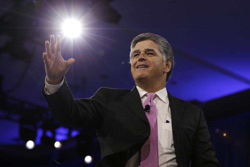 Sean Hannity of Fox News arrives on stage to speak during the Conservative Political Action Conference (CPAC) in March 2016 in National Harbor, Md. (Carolyn Kaster/AP)