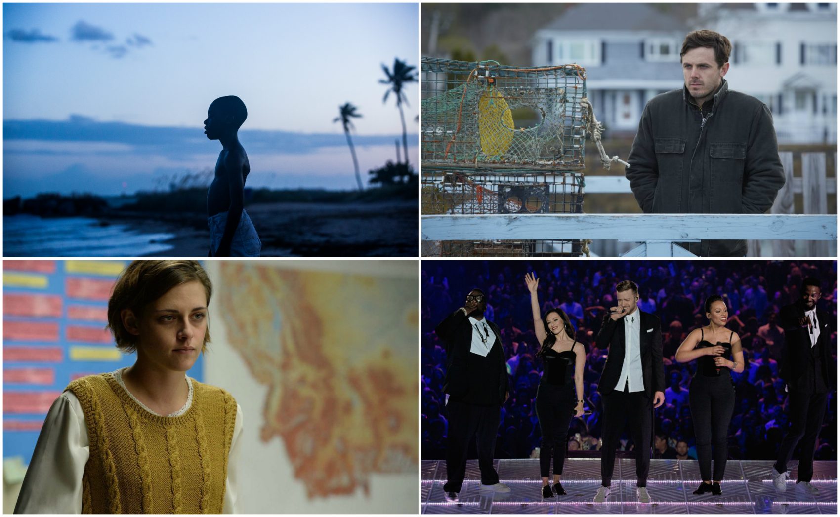 Scenes from &quot;Moonlight,&quot; &quot;Manchester by the Sea,&quot; &quot;Certain Women&quot; and &quot;Justin Timberlake + The Tennessee Kids.&quot; (Courtesy EPK, Amazon Studios, IFC Films and Netflix)
