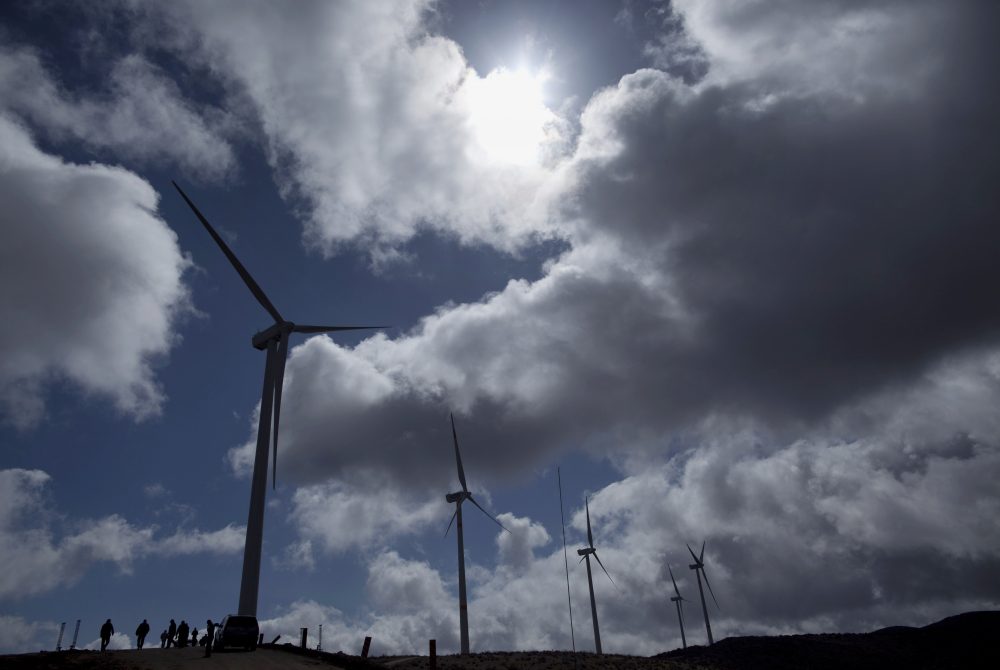 Wind turbines cover the landscape on a government sponsored wind farm in La Rumorosa, Mexico, in March 2010. (Guillermo Arias/AP)