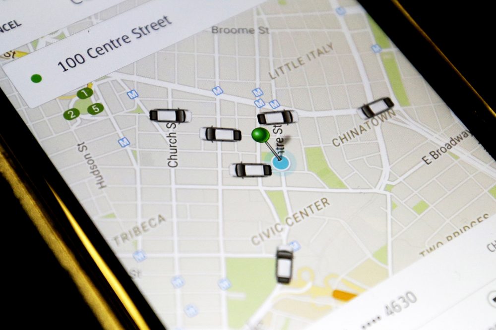 The Uber app (Mary Altaffer/AP)