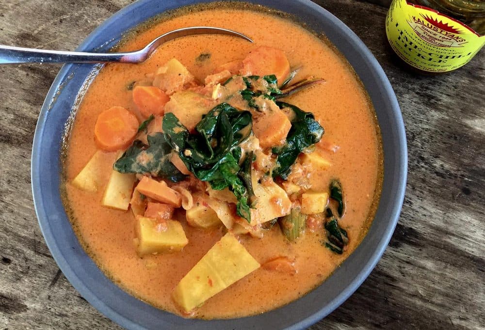Kathy's winter vegetable curry. (Kathy Gunst for Here & Now)