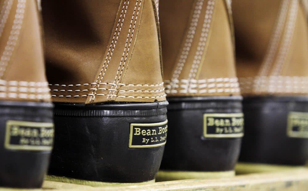 Pairs of boots are seen in the facility where L.L. Bean boots are assembled in Brunswick, Maine, in 2011. (Pat Wellenbach/AP)