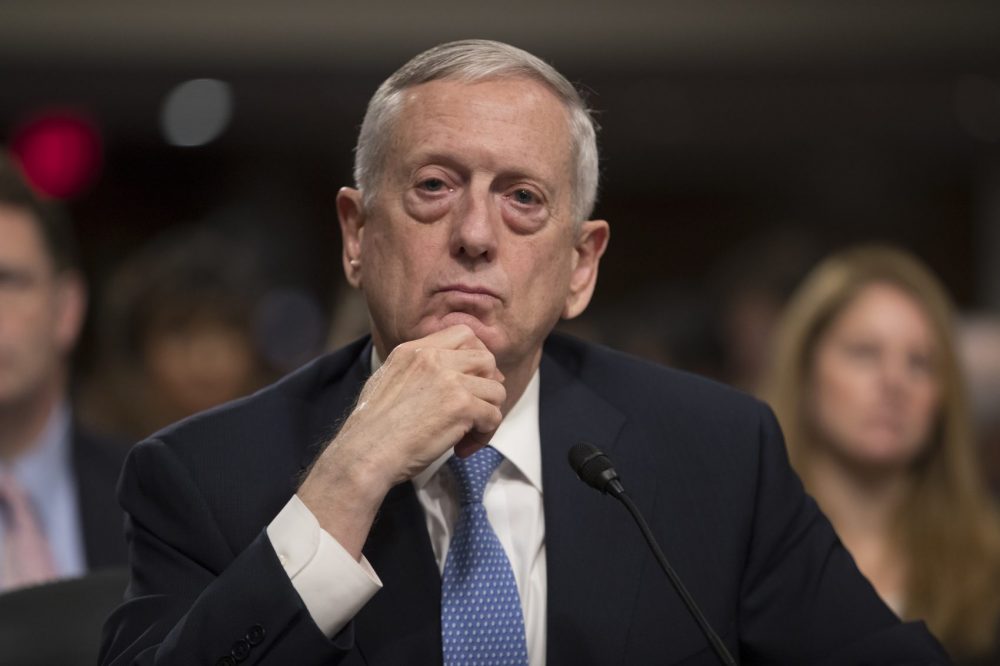 Defense Secretary-designate James Mattis listens to questions at his confirmation hearing before the Senate Armed Services Committee on Capitol Hill. (J. Scott Applewhite/AP)