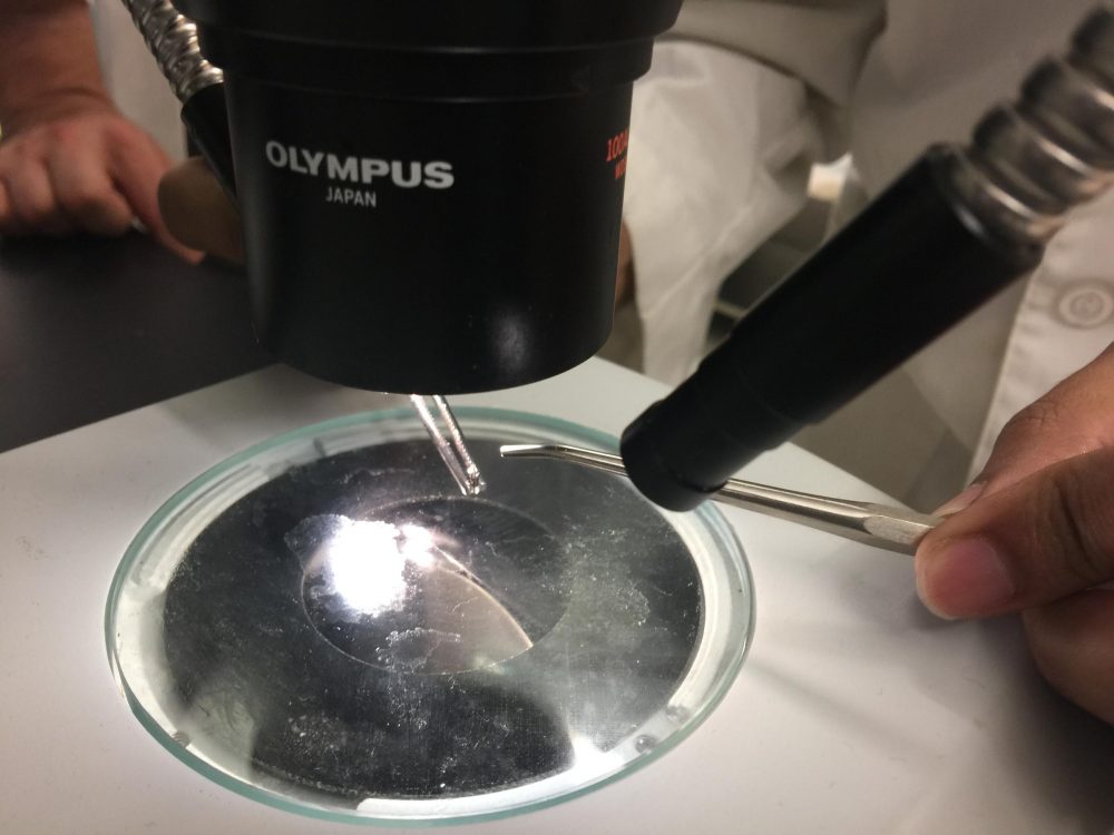 University of Texas at San Antonio engineers are working on a drug delivery device the size of the head of a pen. (Wendy Rigby/Texas Public Radio)