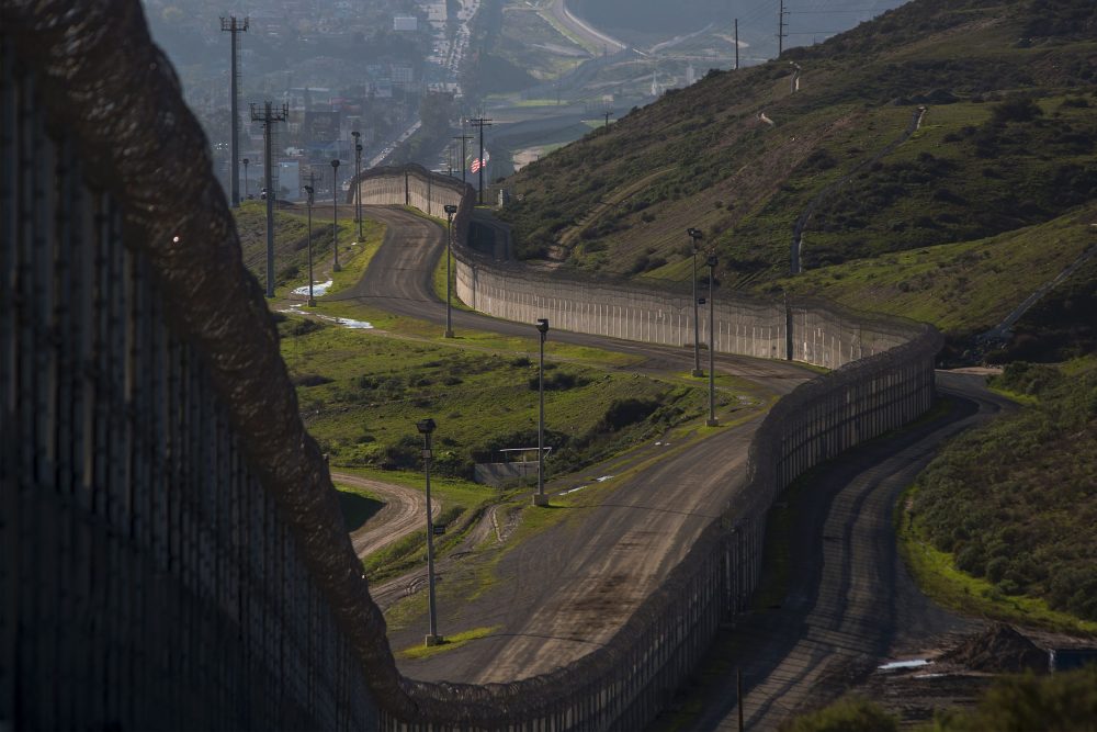 Multiple layers of steel walls, fences, razor wire and other barricades are viewed from the United States side of the of the U.S.-Mexico border on Jan. 26, 2017 in San Ysidro, Calif. (David McNew/AFP/Getty Images)