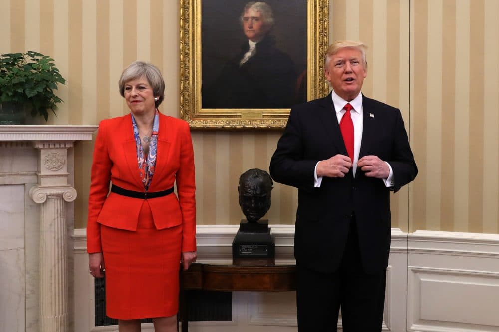 British Prime Minister Theresa May with President Donald Trump in The Oval Office at The White House on Jan. 27, 2017 in Washington. (Christopher Furlong/Getty Images)