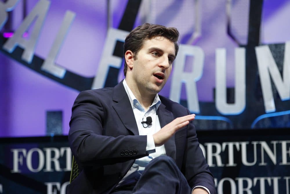 Airbnb co-founder and CEO Brian Chesky speaks during the Fortune Global Forum - Day 3 at the Fairmont Hotel on Nov. 4, 2015 in San Francisco, Calif. In response to President Trump's travel ban, Airbnb &quot;is now providing free housing to refugees and anyone recently barred from entering the US,&quot; according to a statement from Chesky. (Kimberly White/Getty Images for Fortune)