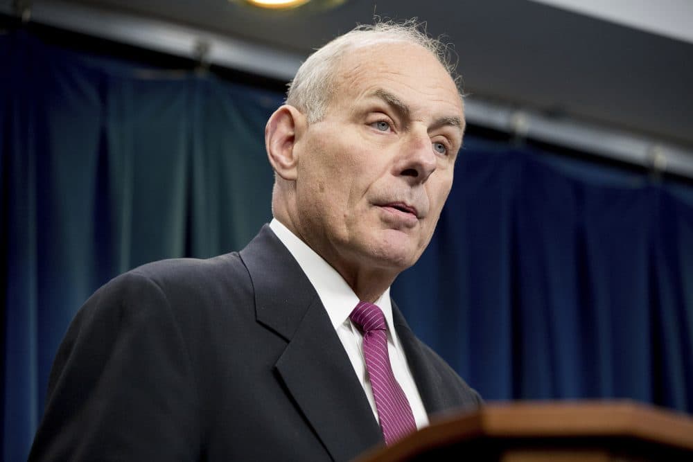 Homeland Security Secretary John Kelly speaks at a news conference at the U.S. Customs and Border Protection headquarters in Washington, Tuesday, Jan. 31, 2017, to discuss the operational implementation of the president's executive orders. (Andrew Harnik/AP)