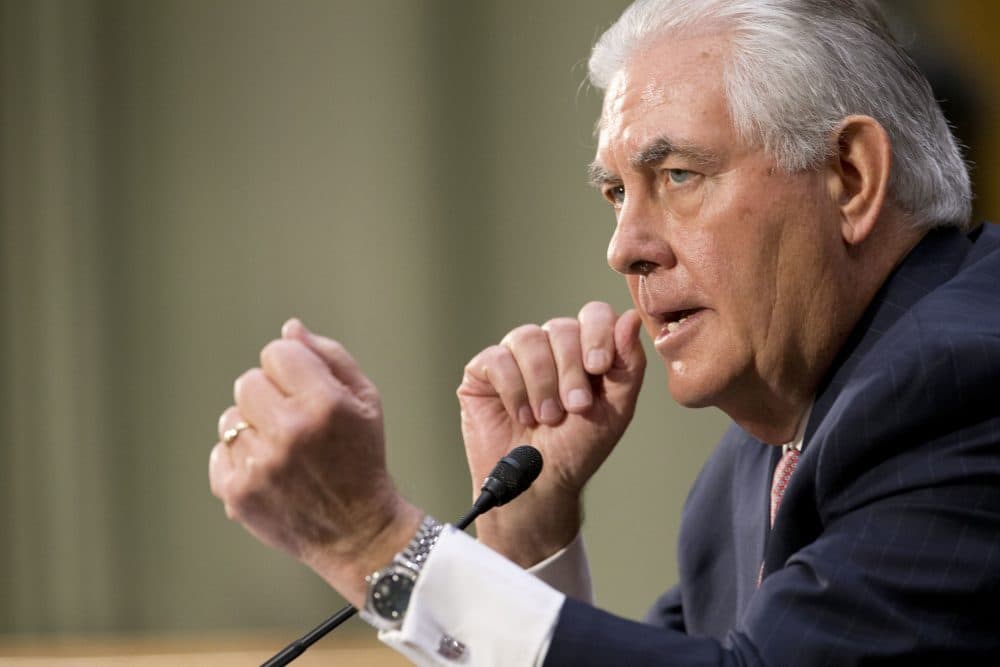 Secretary of State-designate Rex Tillerson testifies on Capitol Hill on Wednesday, Jan. 11, 2017, at his confirmation hearing before the Senate Foreign Relations Committee. (Steve Helber/AP)