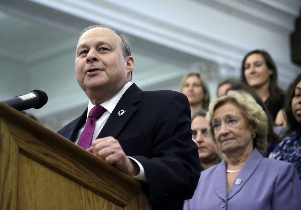 Massachusetts Senate President Stan Rosenberg speaking during a bill signing ceremony in August of 2016. He was elected for a second term as Senate president on Jan. 4, 2017. (Elise Amendola/AP)