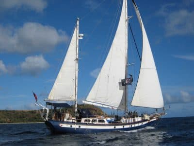 Coy Theobalt's sailboat, Gypsy Wind. (Courtesy Coy Theobalt)