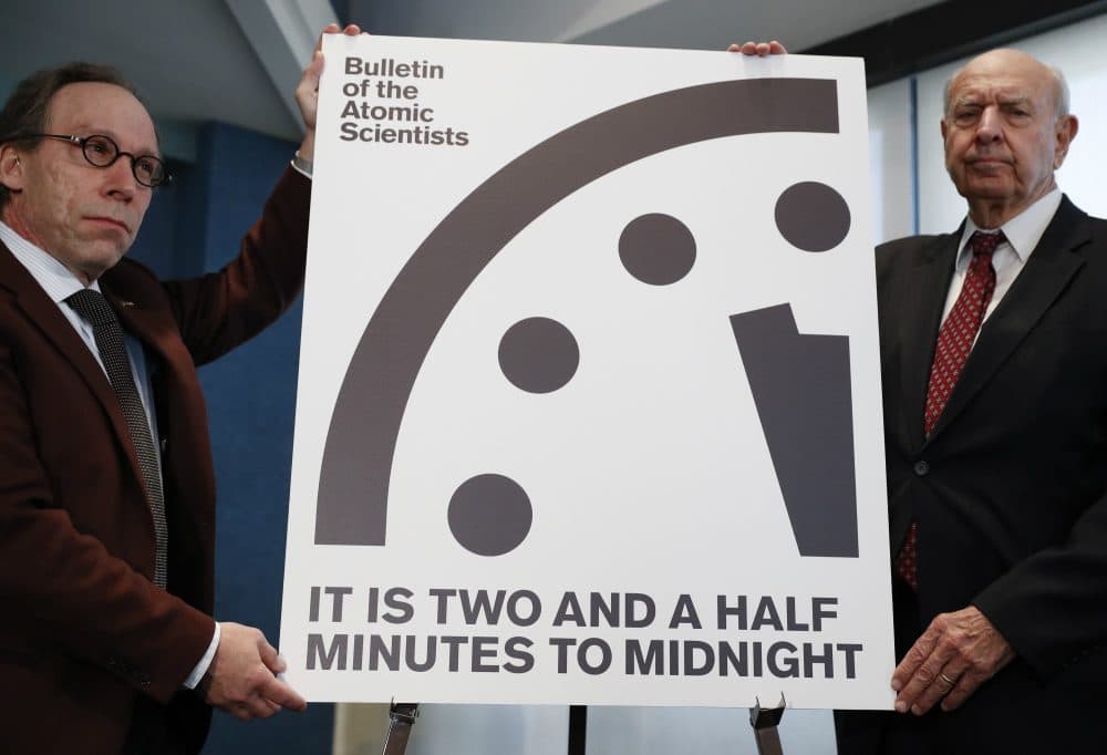 In organizing with those who share in our causes, writes John Vercher, we must begin to forge the bridges of commonality with those who do not. Pictured: Lawrence Krauss, theoretical physicist, chair of the Bulletin of the Atomic Scientists Board of Sponsors, left, and Thomas Pickering, co-chair of the International Crisis Group, display the Doomsday Clock during a news conference the at the National Press Club in Washington, Thursday, Jan. 26, 2017, announcing that the Bulletin of the Atomic Scientist have moved the minute hand of the Doomsday Clock to two and a half minutes to midnight. (Carolyn Kaster/AP)