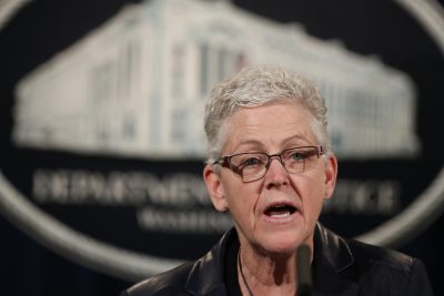 Former Environmental Protection Agency (EPA) Administrator Gina McCarthy, speaks during a news conference at the Justice Department in Washington, Wednesday, Jan. 11, 2017. (Manuel Balce Ceneta/AP)