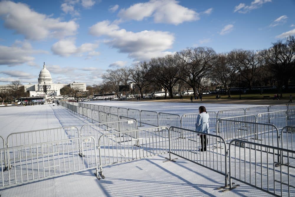 The time has come to stop viewing and start doing, writes Steve Almond. Pictured: A pedestrian stand at the intersection of barricades dividing areas of standing room on the National Mall in Washington, Wednesday, Jan. 18, 2017, as preparations continue for Friday's presidential inauguration. (John Minchillo/AP)