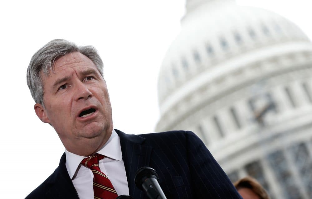 Sen. Sheldon Whitehouse (D-RI) speaks at a press conference outside the U.S. Capitol in September 2014 in Washington. (Win McNamee/Getty Images)