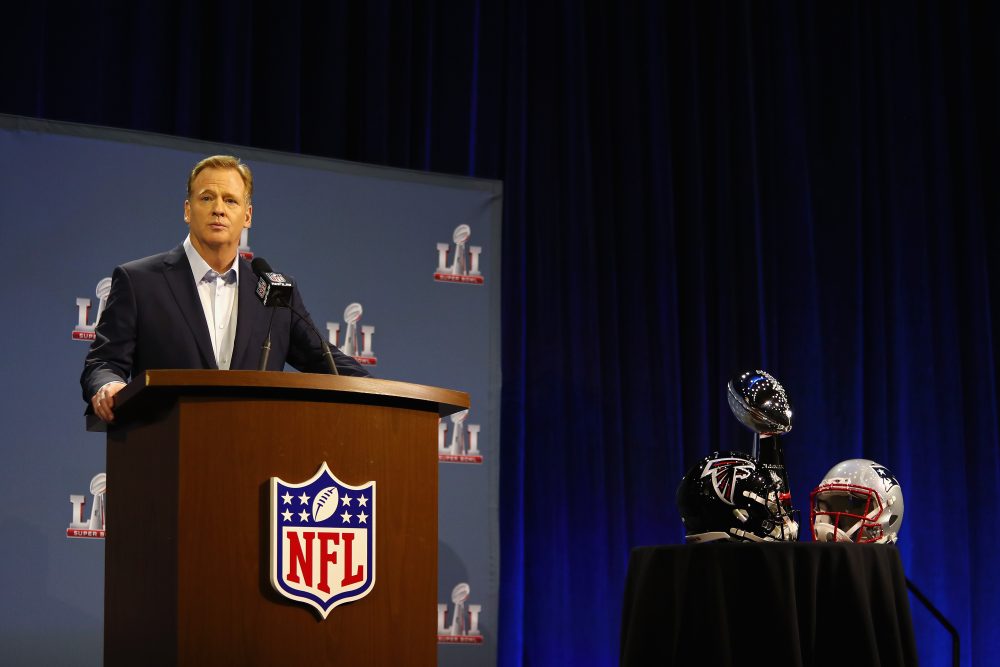 At the State of the NFL address on Wednesday, Commissioner Roger Goodell wasn't asked about head injuries. (Tim Bradbury/Getty Images)