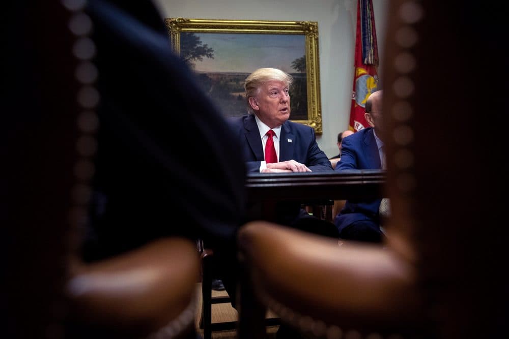President Donald Trump attends a meeting with Senate and House legislators, in the Roosevelt Room at the White House on Feb. 2, 2017 in Washington. (Drew Angerer/Getty Images)