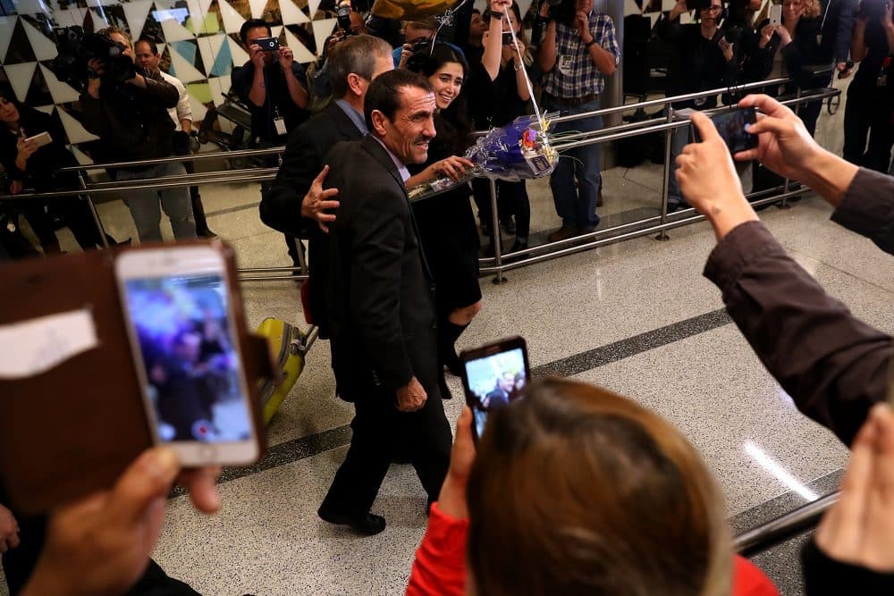 Iranian citizen Ali Vayeghan arrives at Los Angeles International Airport on Feb. 2, 2017. Vayeghan was detained and sent back to Iran after arriving in the United States on the day that President Donald Trump's travel ban was implemented. (Justin Sullivan/Getty Images)