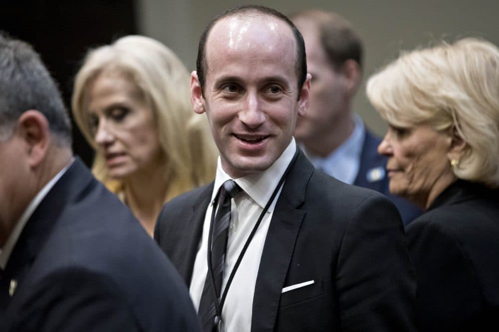 Stephen Miller, White House senior adviser for policy, arrives to a county sheriff listening session with President Donald Trump, not pictured, in the Roosevelt Room of the White House on Feb. 7, 2017 in Washington. (Andrew Harrer - Pool/Getty Images)