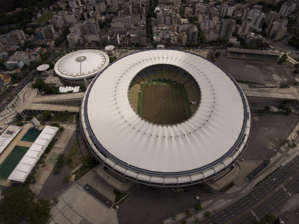 This Feb. 2, 2017 shows Maracana stadium with a dry field in Rio de Janeiro, Brazil. Stadium operators, the Rio state government, and Olympic organizers have fought over $1 million in unpaid electricity bills and management of the venue. (Silvia Izquierdo/AP)