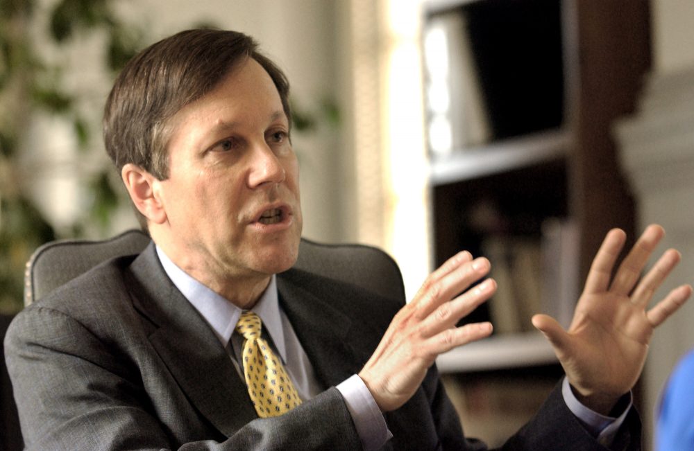Dana Gioia, former chairman of the National Endowment for the Arts, is interviewed by the Associated Press in April 2003 in Washington. (Evan Vucci/AP)
