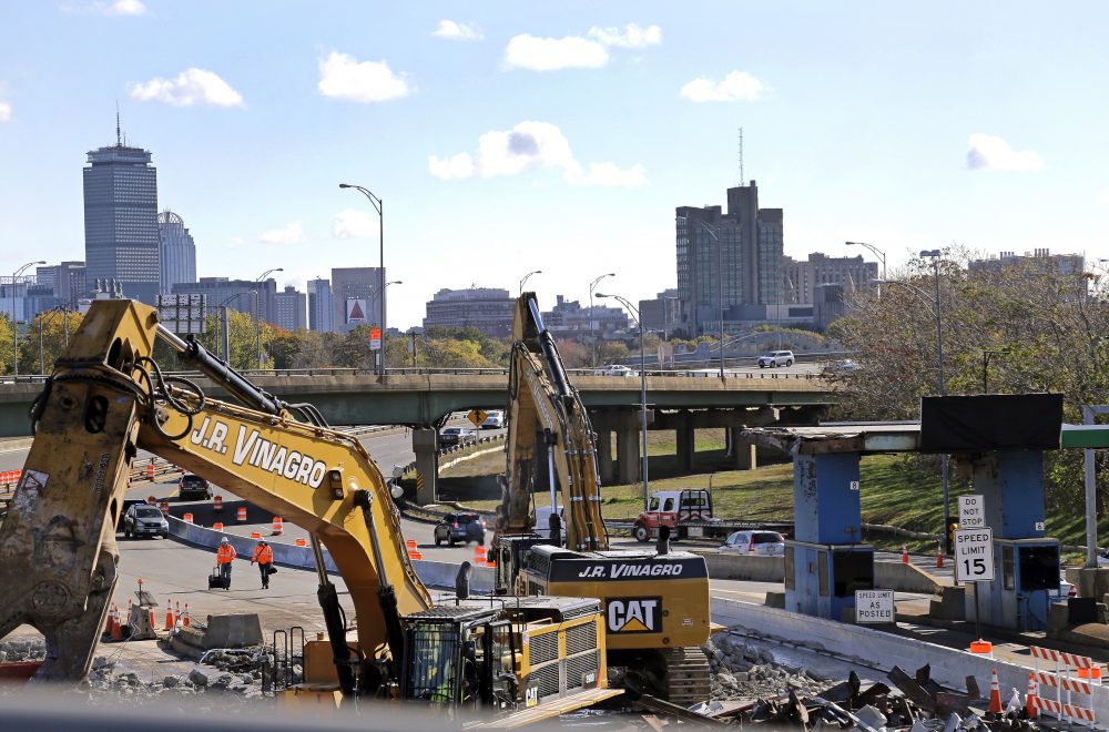 Death threats and union battles: Doug Barth couldn't get rid of the Mass. Pike tolls, which have now outlived the tollbooths. Pictured: Toll booths are dismantled as all-electronic tolling is underway on the Massachusetts Turnpike, Monday, Oct. 31, 2016, in Boston. There are no more cash tolls. Motorists with E-Z Pass transponders will be charged automatically as they pass under one of the 16 electronic gantries on the 135-mile highway. Those without transponders will be billed by mail. (Elise Amendola/AP)