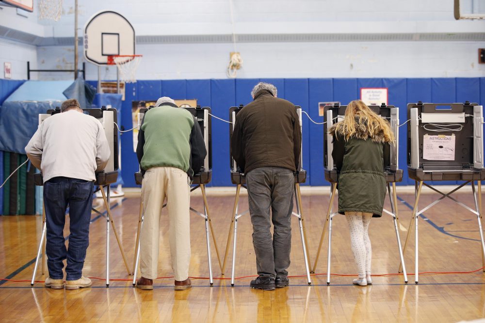 Pictured: People vote at the John F. Kennedy Elementary School in Canton, Mass., Tuesday, Nov. 8, 2016. (Michael Dwyer/AP)