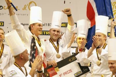 With so many chefs not represented by Team USA, writes Joshua Lewin, I am left wondering what message we are sending the world about the true richness of America's culinary landscape. Pictured: Mathew Peters of USA, centre, celebrates on the podium with teammates after winning the &quot;Bocuse d'Or&quot; (Golden Bocuse) trophy, in Lyon, central France, Wednesday, Jan. 25, 2017. The contest, a sort of world cup of the cuisine, was started in 1987 by Lyon chef Paul Bocuse to reward young international culinary talents. (Laurent Cipriani/AP)