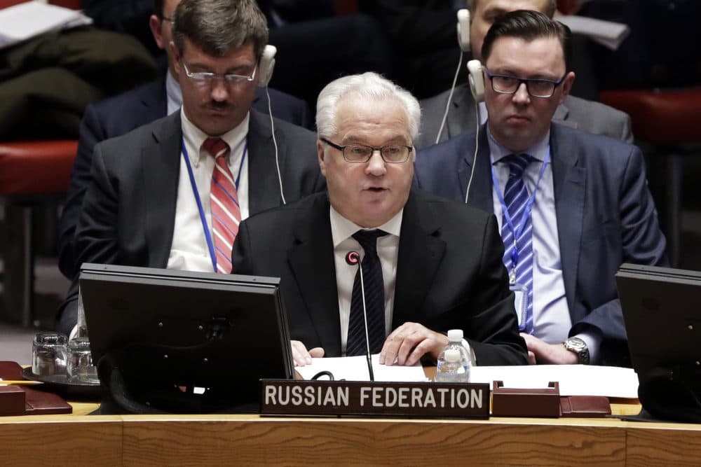 In this Thursday, Feb. 2, 2017, file photo, Russia's Ambassador to the U.N. Vitaly Churkin addresses a Security Council meeting at the United Nations. Russian officials said their ambassador to United Nations, Churkin, has died in New York City on Monday, Feb. 20, 2017. (Richard Drew/AP)