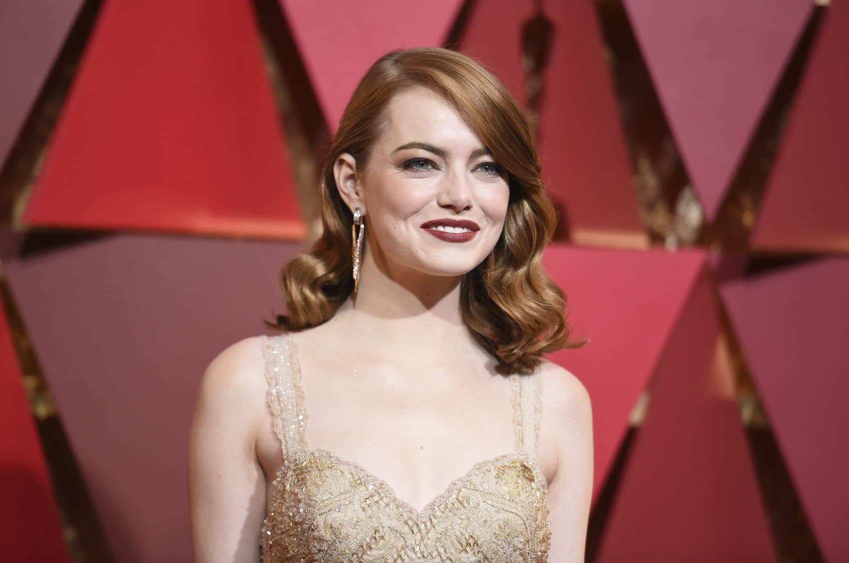 Emma Stone arrives the Oscars Sunday night. (Richard Shotwell/Invision/AP)