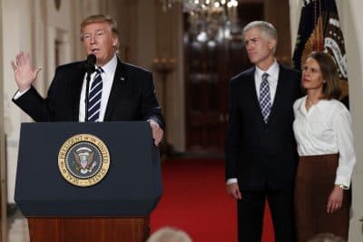 President Donald Trump speaks in the East Room of the White House in Washington to announce Judge Neil Gorsuch as his nominee for the Supreme Court. Gorsuch stands with his wife Louise. (Carolyn Kaster/AP)