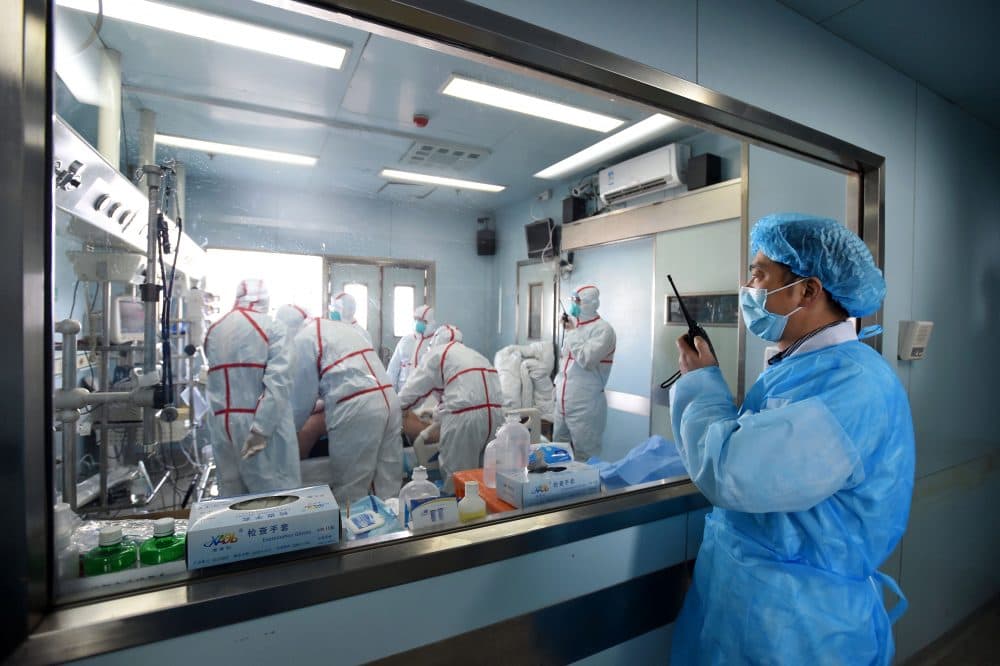This photo taken on Feb. 12, 2017 shows an H7N9 bird flu patient being treated in a hospital in Wuhan, central China's Hubei province. China is experiencing its deadliest outbreak of the H7N9 bird-flu strain since it first appeared in humans in 2013, killing 79 people in January alone and spurring several cities to suspend live poultry trade. (Str/AFP/Getty Images)