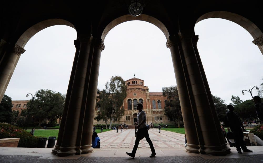 A student walks near Royce Hall on the campus of UCLA on April 23, 2012 in Los Angeles, Calif. (Kevork Djansezian/Getty Images)