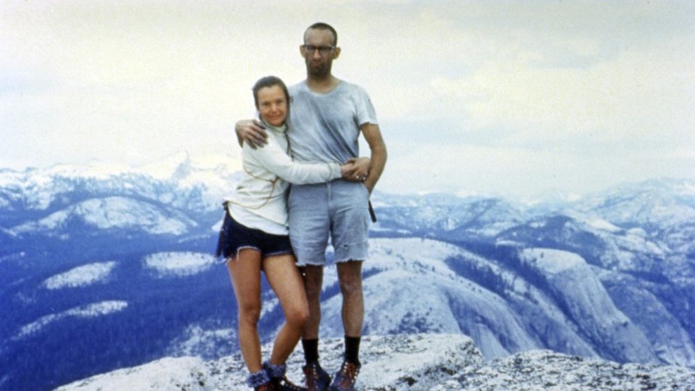 In this June, 1967 photo provided by the family of Royal Robbins, Liz and Royal Robbins are seen at the summit of Half Dome after Liz became the world's first woman to climb it. Royal Robbins, who founded the outdoor clothing company bearing his name, has died after a long illness, he was 82. (Robbins Family via AP)