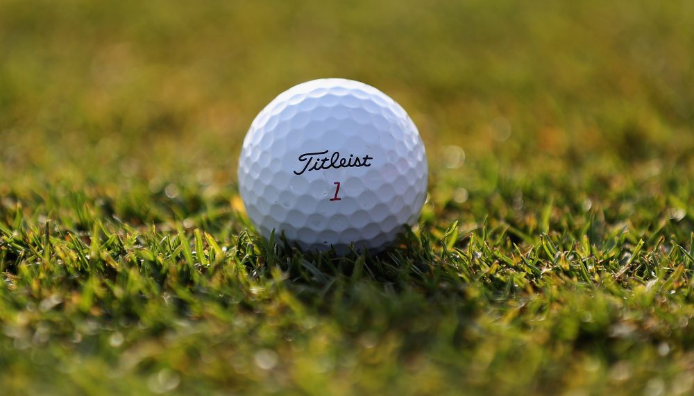 A general view of a Titleist golf ball during day two of the Abu Dhabi HSBC Championship at Abu Dhabi Golf Club on Jan. 20, 2017. (Matthew Lewis/Getty Images)