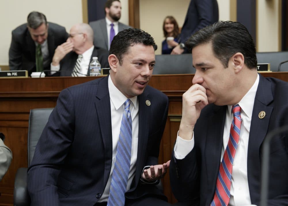 The Republican plan, writes Janna Malamud Smith, pits the lower-middle class and the poor against the very poor. Pictured: Rep. Jason Chaffetz, R-Utah, left, confers with Rep. Raul Labrador, R-Idaho, as the House Judiciary Committee begins a markup session on the Protecting Access to Care Act on Capitol Hill in Washington, Tuesday, Feb. 28, 2017. (J. Scott Applewhite/AP)